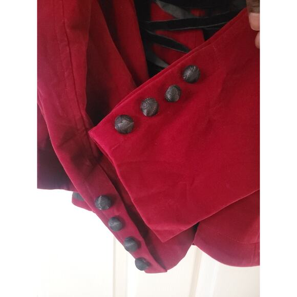 Punk Rave Gothic Jacket Womens 3XL Red Black Velvet Steampunk Victorian Vampire - Picture 10 of 13